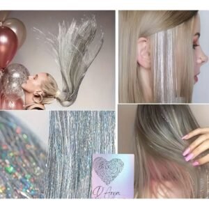 Dd245 Işıltılı Hair Tinsel Saç Simi Uzatma Gri Gümüş Gelin Teli Ht 45 01