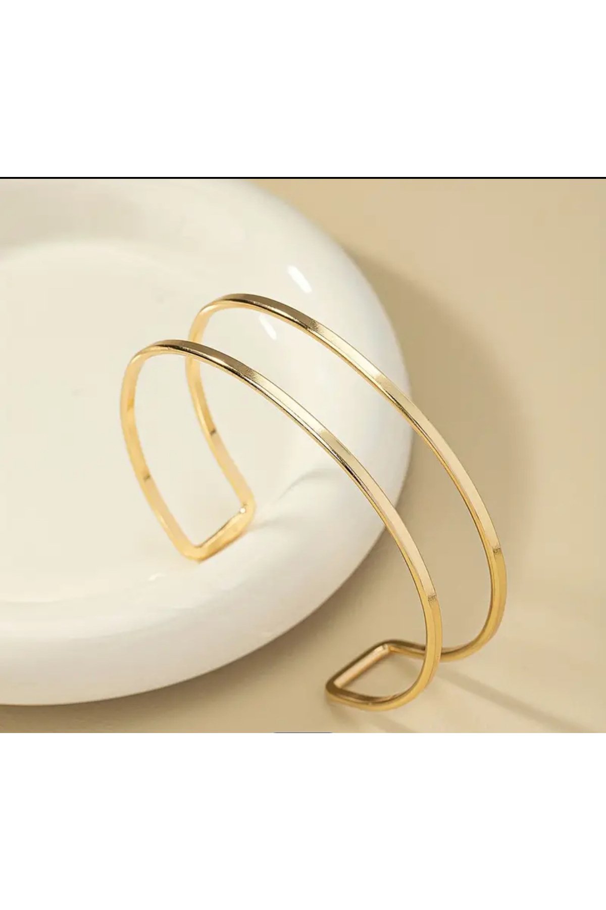 Gold Kadın Aksesuar Çelik Kol Takı Süs Ayarlanabilir Bilezik Düz Desen Takı Pazu Bilekliği Vintage - Görsel 5