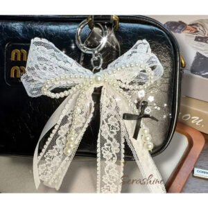 Dantel detaylı çanta süsü Fairycore coquette y2k charm
