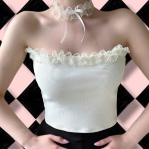 Crop y2k coquette yenitrend bluz & choker kolye hediyeli!!