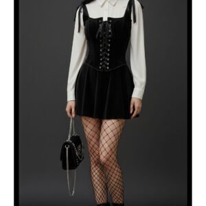 Siyah süet coquette y2k Pinterest model gothic tarz büstiyer