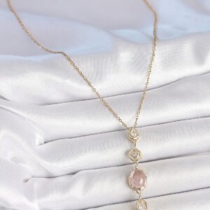 Gold Renk Pembe Y Kolye (316L Çelik)