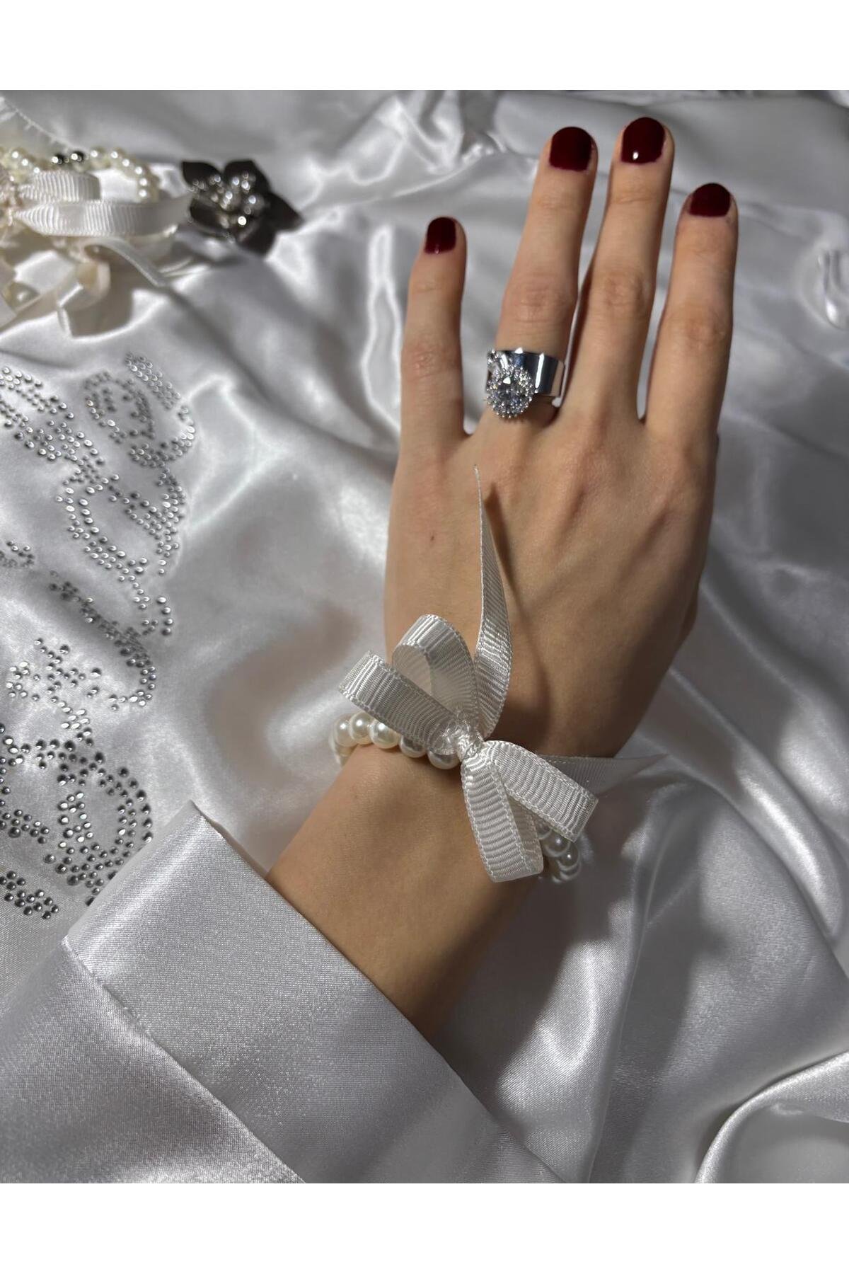 10 Adet Nedime Bilekliği,bekarlığa Veda,kına Geces,inci Bileklik, Bride To Be - Görsel 3