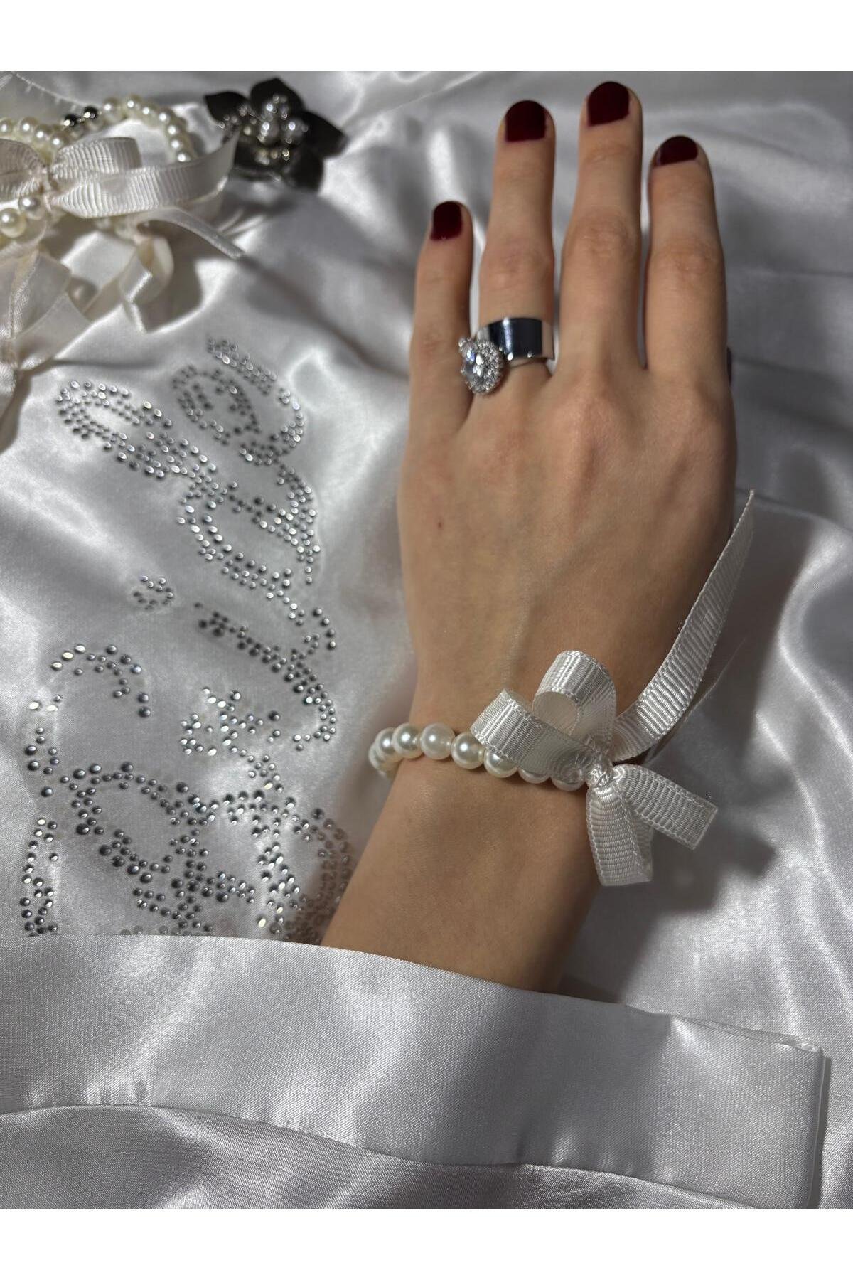 10 Adet Nedime Bilekliği,bekarlığa Veda,kına Geces,inci Bileklik, Bride To Be - Görsel 7