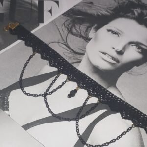 Dantel Siyah Zincirli Gotik Gerdanlık Choker Kolye