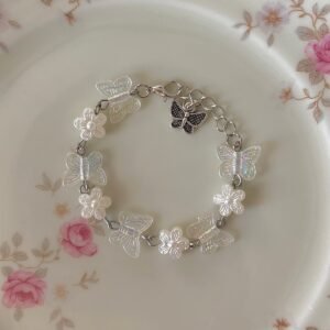 İnci Papatya ve Kelebekli Fairycore Coquette Charm Bileklik