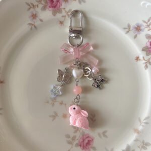 Pink Baby Rabbit Fairycore Coquette Tasarım Anahtarlık Çanta Süsü Çanta Charmı Çanta Aksesuarı