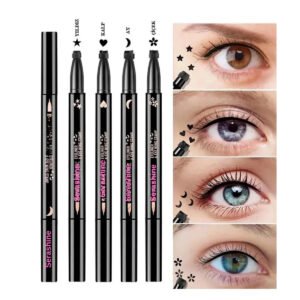 4 Adet Çift Taraflı Yıldız Çiçek Ay Ve Kalp Desenli Eyeliner Waterproof