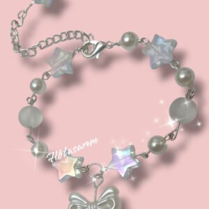 Kalpli incili yıldızlı Y2K bileklik Fairycore coquette& ürün!