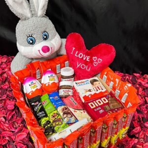 Sevgiliye Peluş Tavşanlı - Çikolata Dolu Hediye