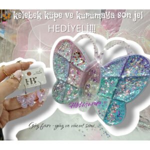 Kelebek glitter jel far & kelebek küpe HEDİYELi!!