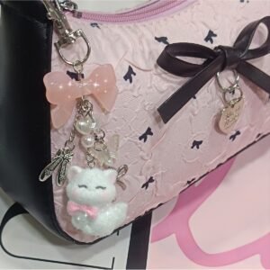 Pussycat Sevimli tüylü Pinterest kedicik çanta yaka karti charmi