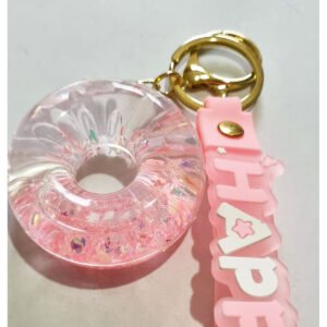 Hediyelik Kawaii Kristalize Sulu Anahtarlık Silikon Bileklik & Çanta Süsü - Pembe Simit