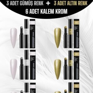 Kalem Krom Toz 6lı Set (3 ADET GÜMÜŞ RENK 3 ADET ALTIN RENK)