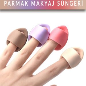 Parmak Makyaj Süngeri - Mini Puf Kapatıcı Pudra Süngeri 4 Adet