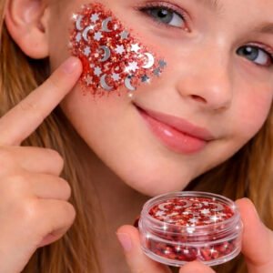 Ay yıldızlı 23 Nisan özel seri kırmızı jel glitter