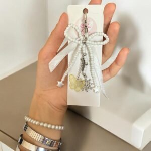 Ribbon, Kelebek Detaylı Çanta Charm,Çanta Aksesuarı,Anahtarlık,Hediyelik Aksesuar,Matara Charm