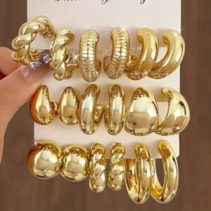 9 Çift Kaliteli Kaplama Çift Küpe Gözyaşı Damlası Bottega Küpe Halka Bombe Küpe Çoklu Kombin Küpe