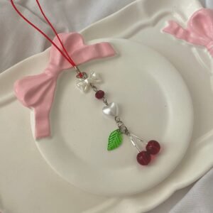 Kiraz Cherry Lady y2k Fairycore Coquette Telefon Charmı Telefon İpi