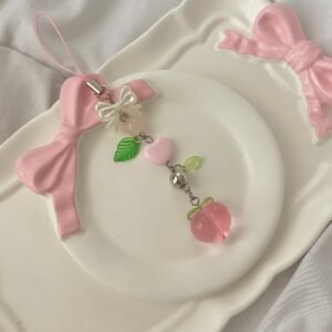 Fiyonklu Şeftali y2k Fairycore Coquette Telefon Charmı Telefon ipi