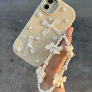 İPHONE 11 UYUMLU İNCİLİ 3D FİYONKLU İNCİLİ (İNCİLİ CHARMLI) KILIF