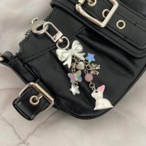 Candy Baby Rabbit 2 Tavşanlı Fairycore Coquette Y2k Çanta Charmı Anahtarlık Çanta Süsü
