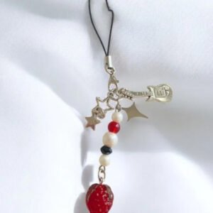Çilek ,Gitar,Yıldız,Çilek İpli Anahtarlık,Telefon Aksesuarı , Çanta Süsü, Charm