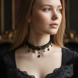 Zet Style “Raven Mourne – Kuzgunun Ağıtı” Siyah Dantel Choker Gotik Kolye