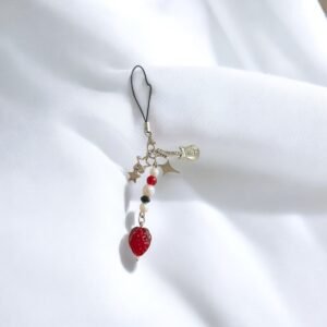 Gitar,Yıldız,Çilek İpli Anahtarlık,Telefon Aksesuarı , Çanta Süsü, Charm