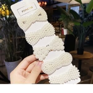 5 Adet İncili Saç Tokası Saç Klipsi Çıtçıtlı Toka