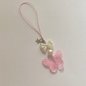 Candy Pink Butterfly y2k Coquette Fairycore Telefon Charmı