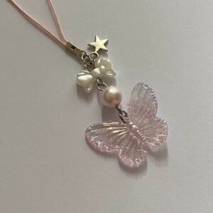 Soft Pink Butterfly y2k Fairycore Telefon Charmı