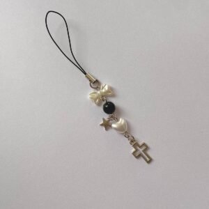 Black Ribbon Cross Gotik Telefon Charmı