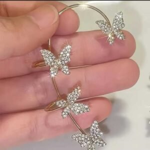 Sağ  Tam Kulak Gold Kanca Kıkırdak  Kelebek Küpe