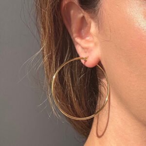 Gold Çelik Küpe - 55 Mm Büyük Halka Küpe