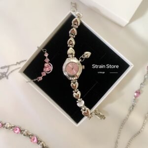 Pinterest Model Pembe Kalp Charm Vintage Saat Hediyelik Özel Kutusunda