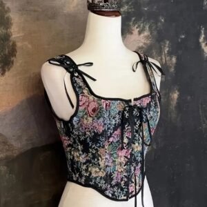 Vintage büstiyer retro çiçek korse