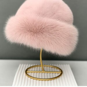 Pembe Kadın Peluş Şapka – Yumuşak Görünümlü Bere