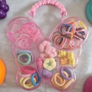 Kız Çocuk Kutulu Toka Seti Pembe kelebek çocuk toka perma lastik tokalar penye tokalar