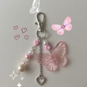 Pink Butterfly y2k Fairycore Anahtarlık