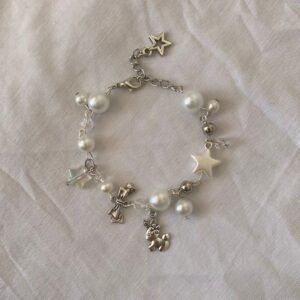 İncili Minik Tavşan Fairycore Coquette Charm Bileklik
