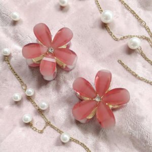 Pembe İkili Kıskaçlı Çiçek Toka