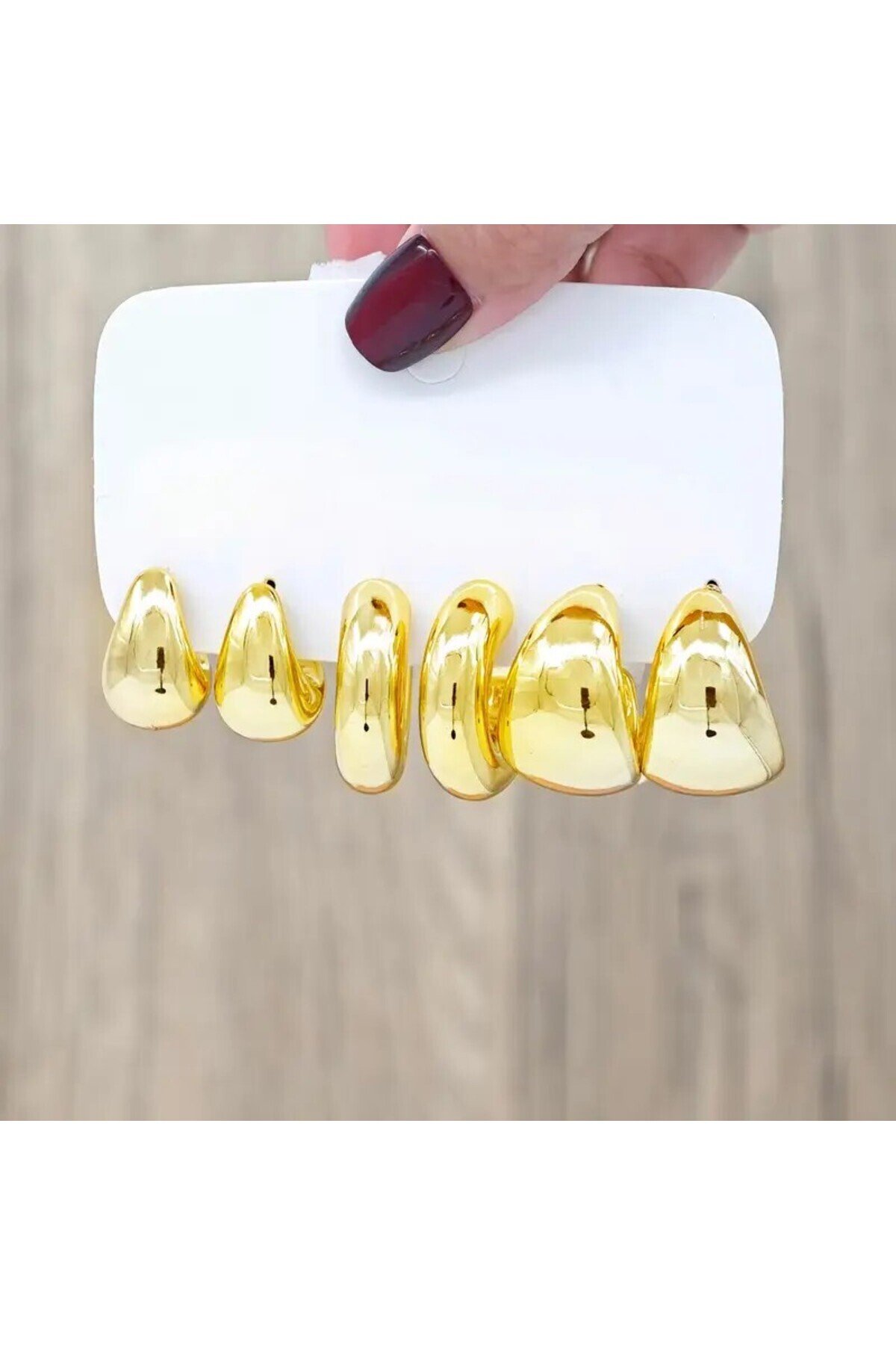 6 Çift Çoklu Gold Küpe Seti Çoklu Incili Halka Küpe Çoklu Kombin Küpe Seti Kadın Küpe - Görsel 6