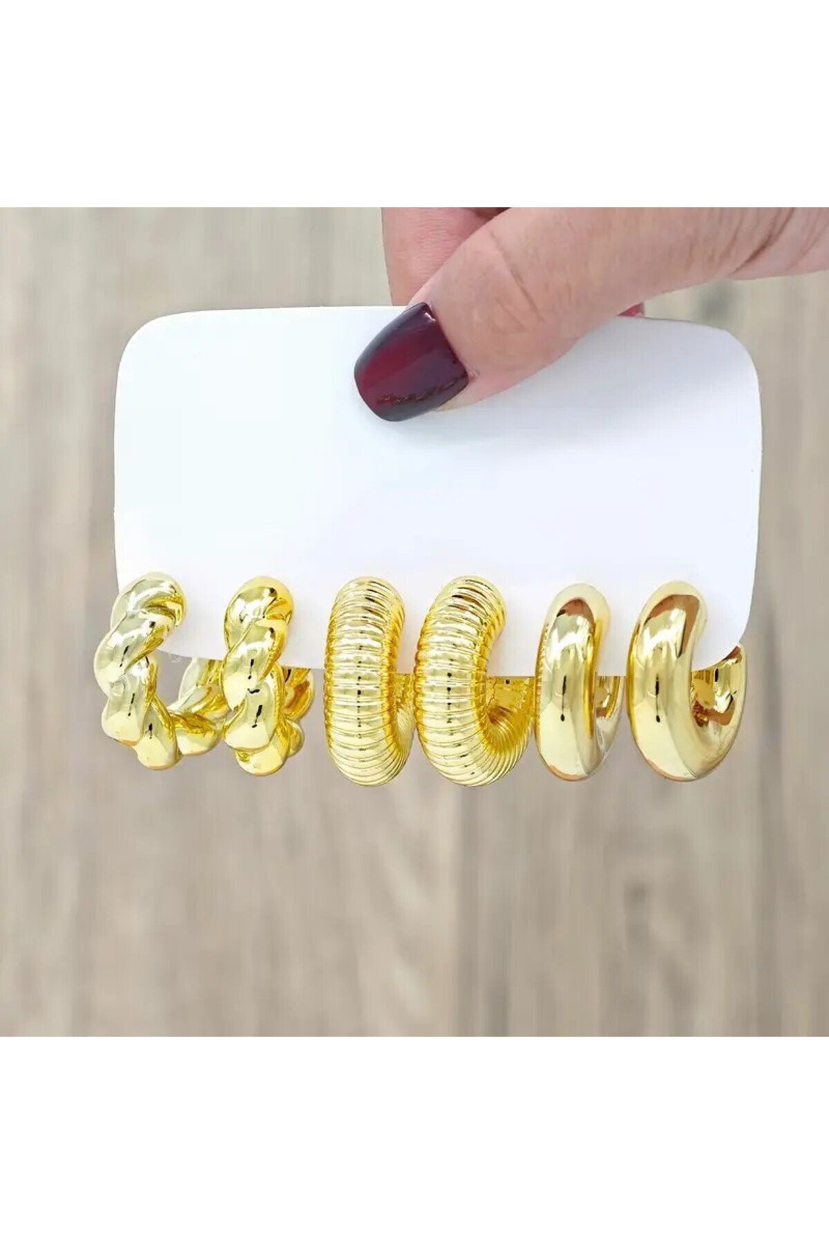 6 Çift Çoklu Gold Küpe Seti Çoklu Incili Halka Küpe Çoklu Kombin Küpe Seti Kadın Küpe - Görsel 7
