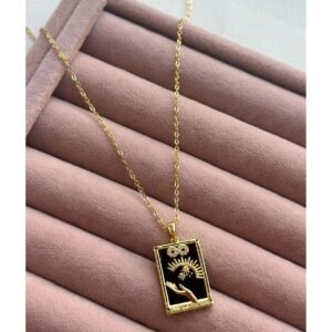 ÇELİK SİYAH TAROT KOLYE