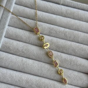 Çelik Gold Pembe Y Kolye