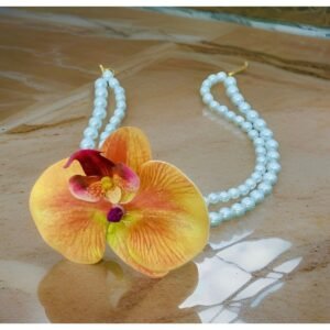 Orkide inci choker tasma kolye