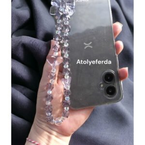 Gri Kalp Ve Fiyonk Figürlü Telefon Charmı Telefon Süsü