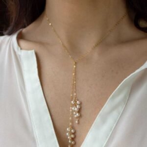 Zarif Şık Incili Ikili Salkım Özel Tasarım Kolye