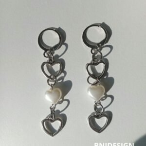 Y2k Fairycore Silver Heart Tasarım El Yapımı Kadın Küpe